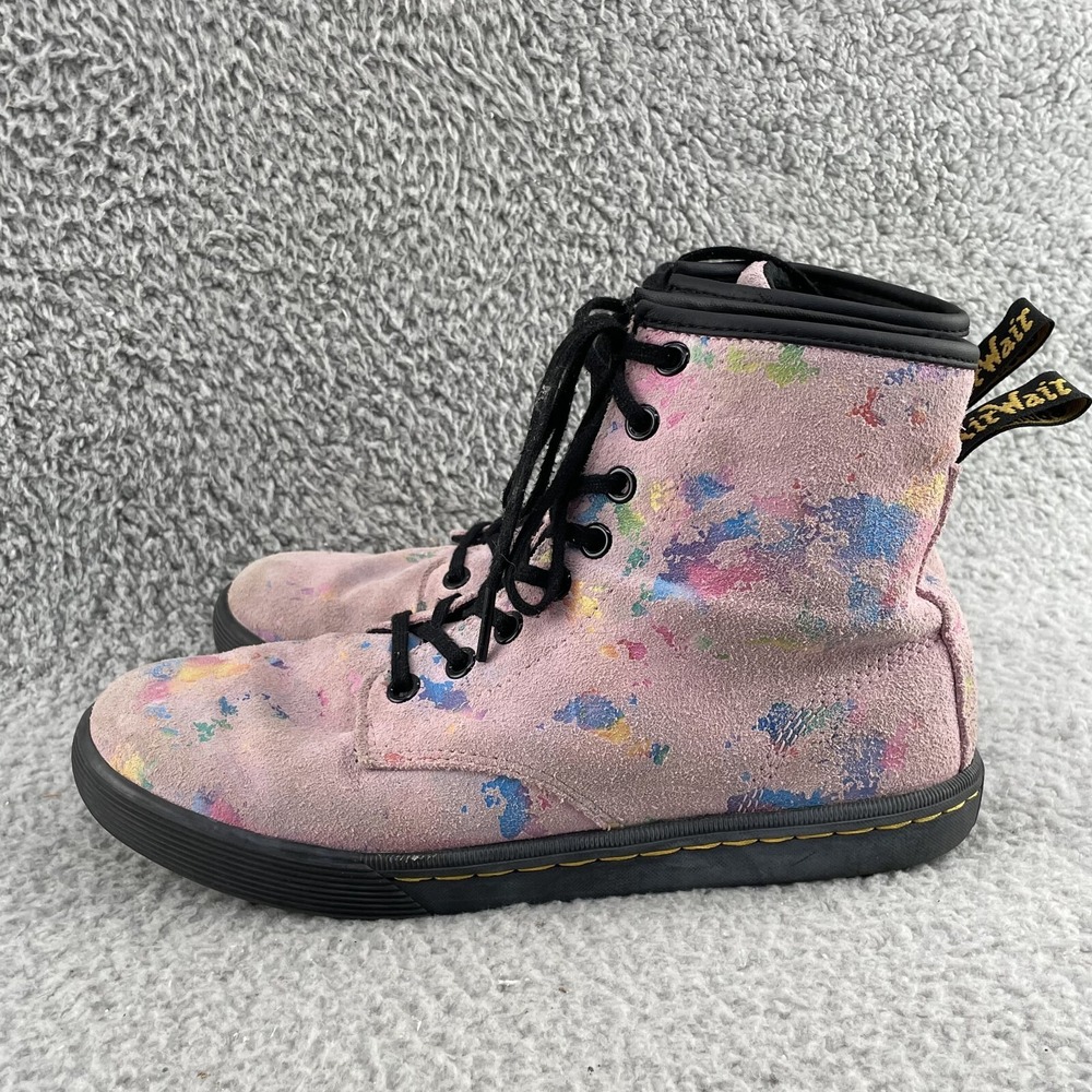 Dr Marten Sheridan Suede Boot Women 7 Pink Paint Pastel Grunge Punk Cottage Core - Picture 2 of 10